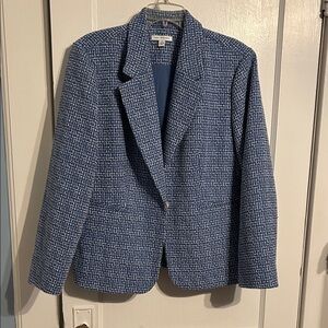 Free Assembly Women's Blue and White Tweed Jacket Size XL 16-18
